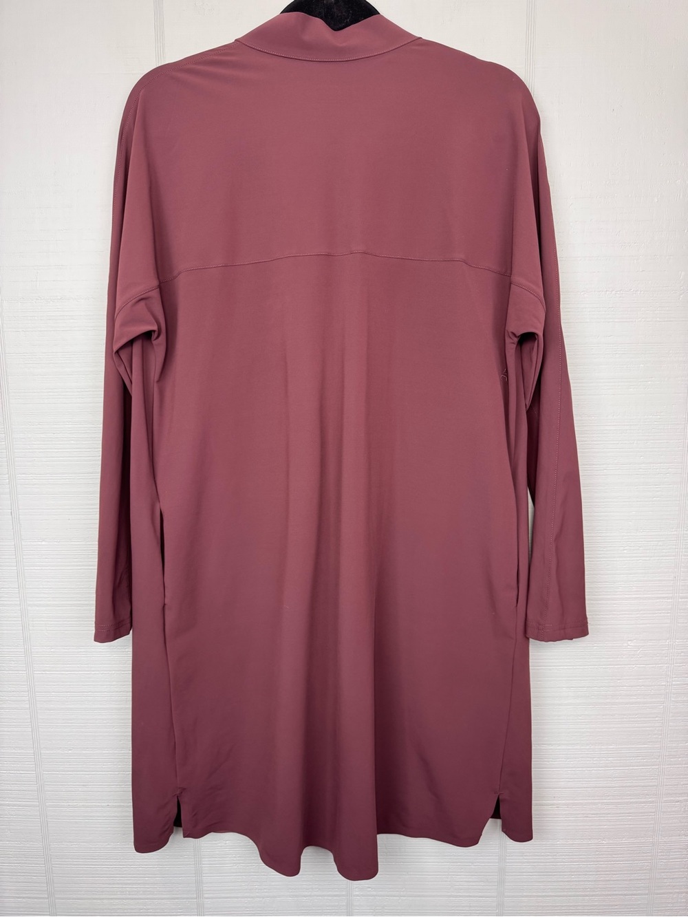 ADAY Something Borrowed Burgundy Long Sleeve Shirt Dress Snap Button Up M - Picture 4 of 8
